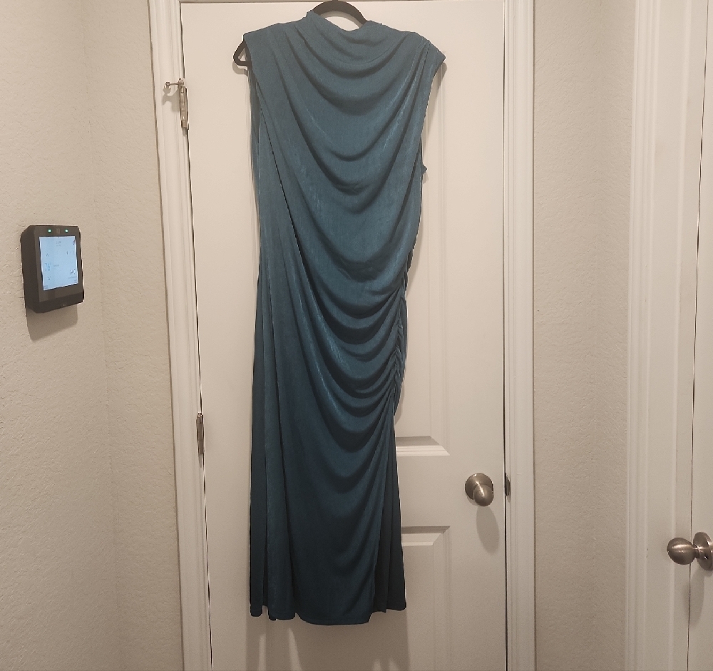 Elegant Teal Draped Dress